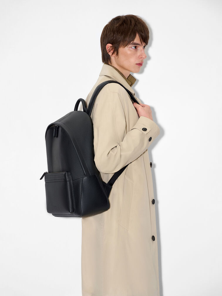 James Leather Backpack, Black