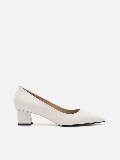 Ines Leather Pumps, Chalk