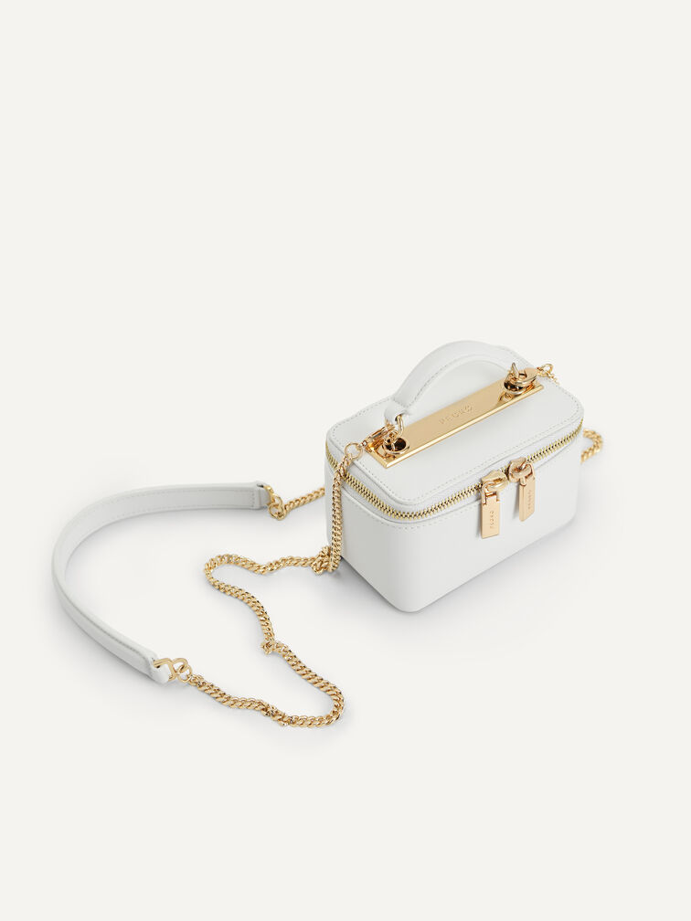 Ari Leather Mini Vanity Case, White