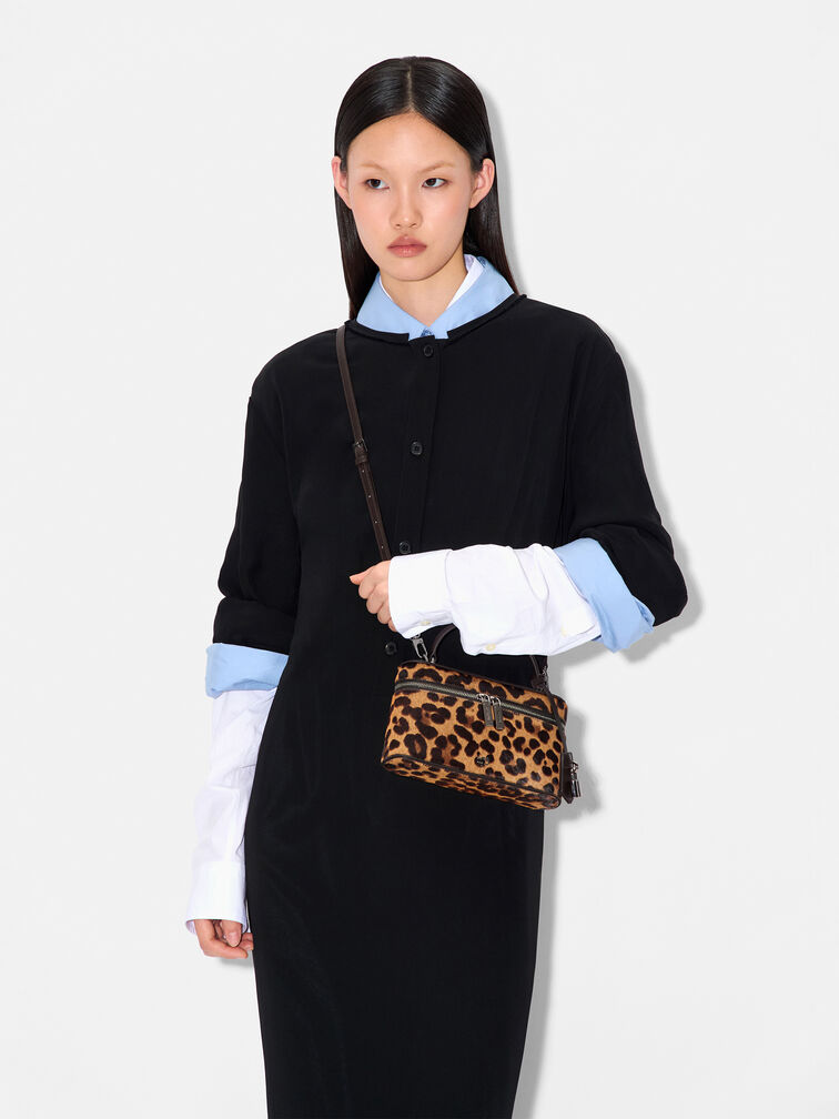 Ari Calf Hair Shoulder Bag, Multi