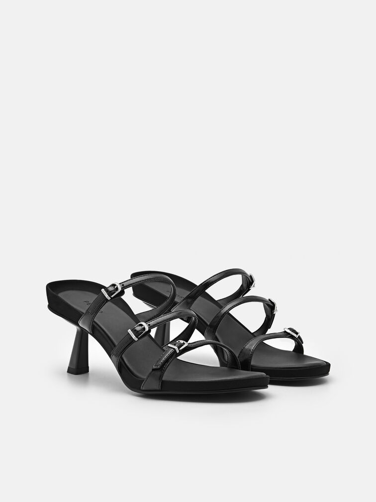 Helix Heel Sandals, Black