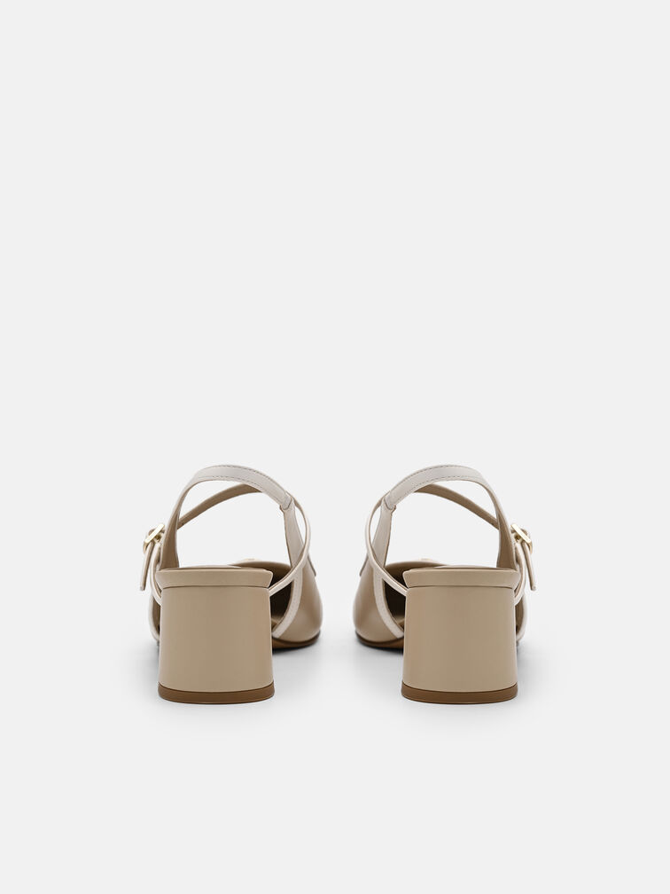 Slingback Heel Pumps, Nude