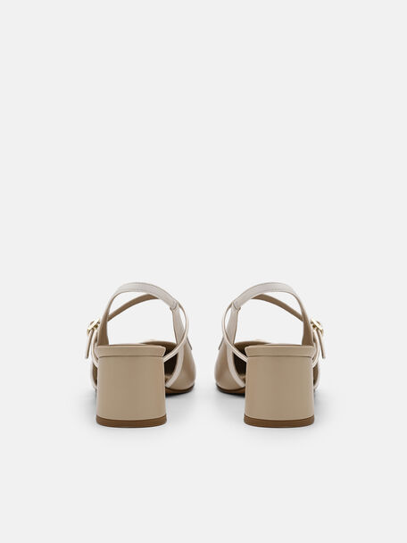 Slingback Heel Pumps, Nude