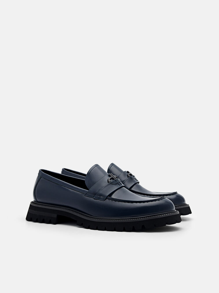 Leather Loafers, Navy