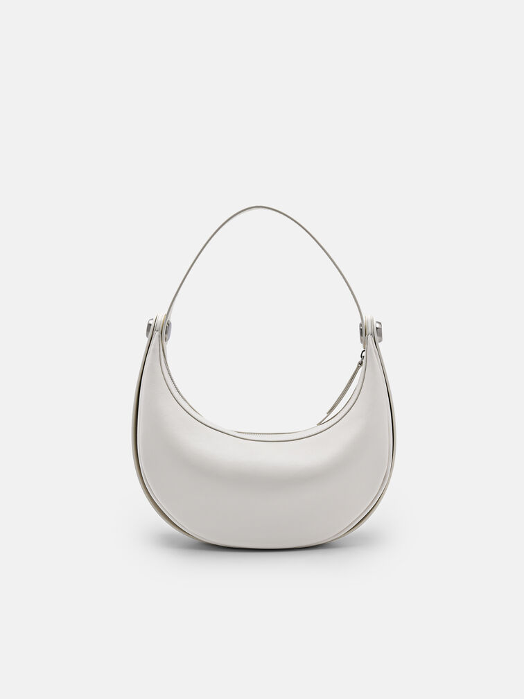Leather Shoulder Bag, Chalk