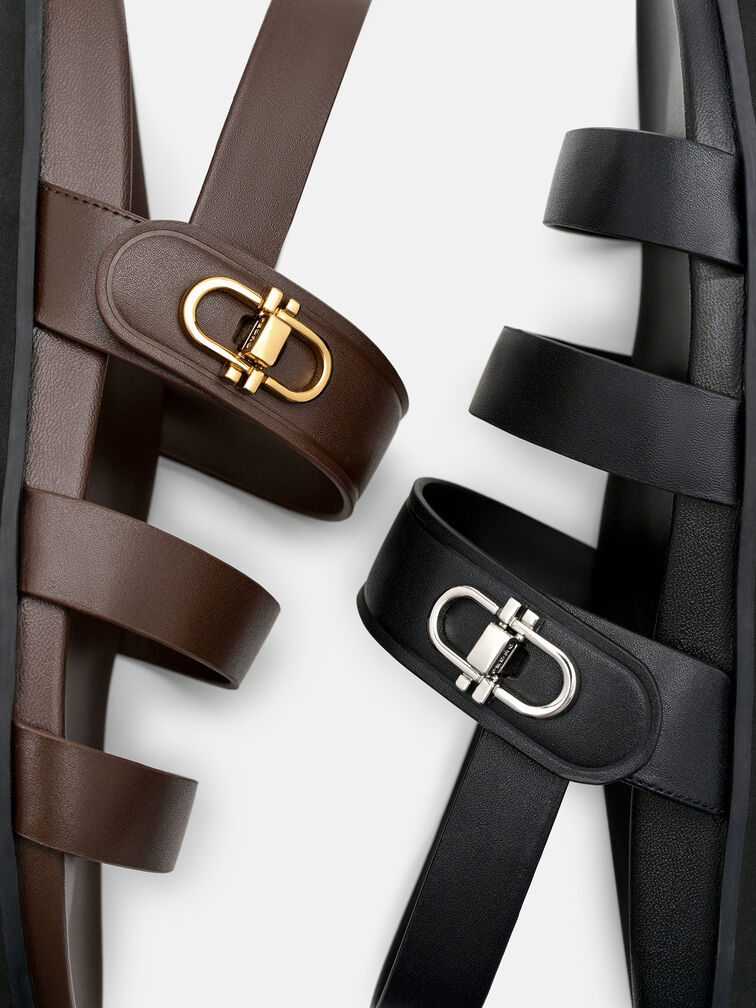 Sienna Leather Slingback Sandals, Black