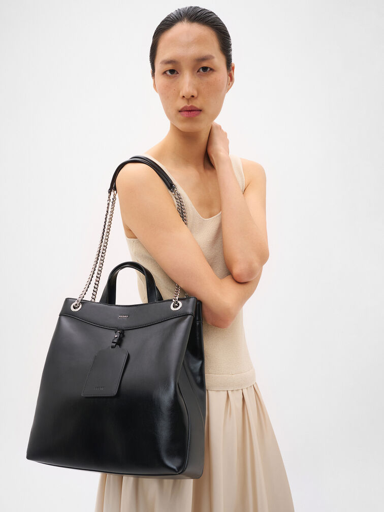 Cassier Tote Bag, Black Wrinkled