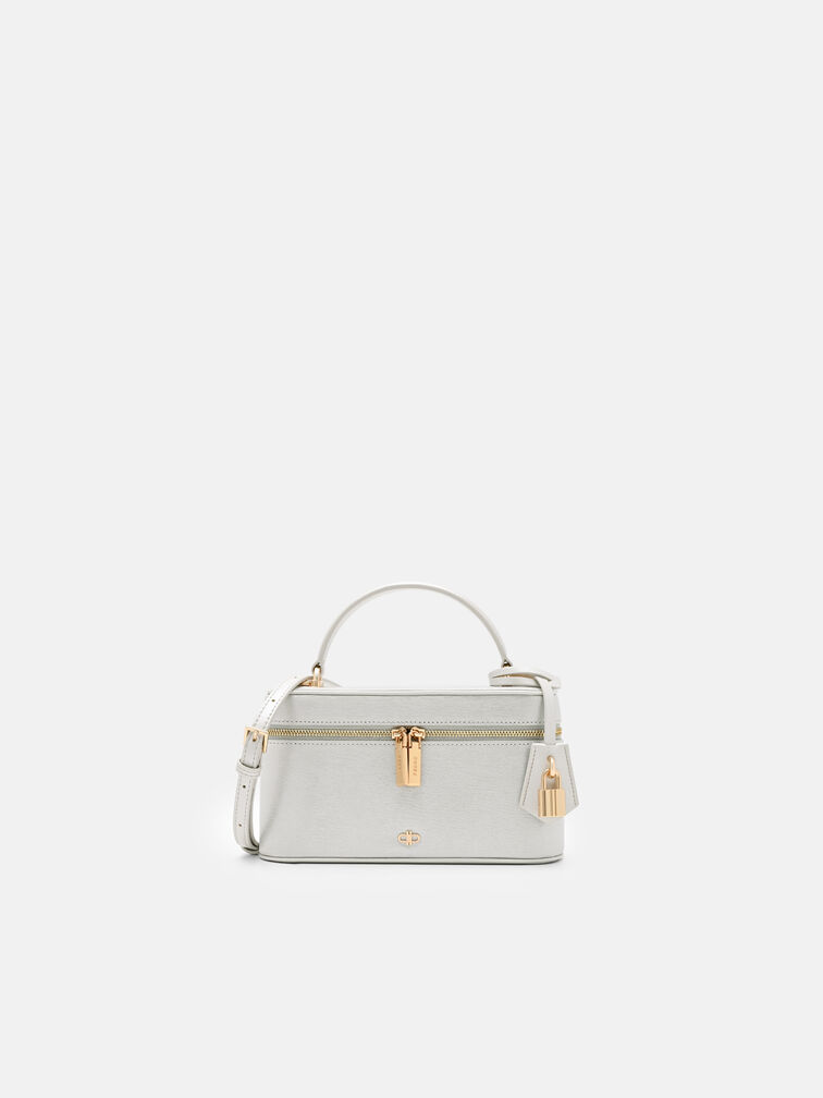 Ari Leather Shoulder Bag, Silver