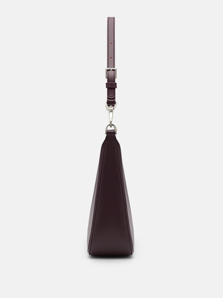 Leather Hobo Bag, Wine