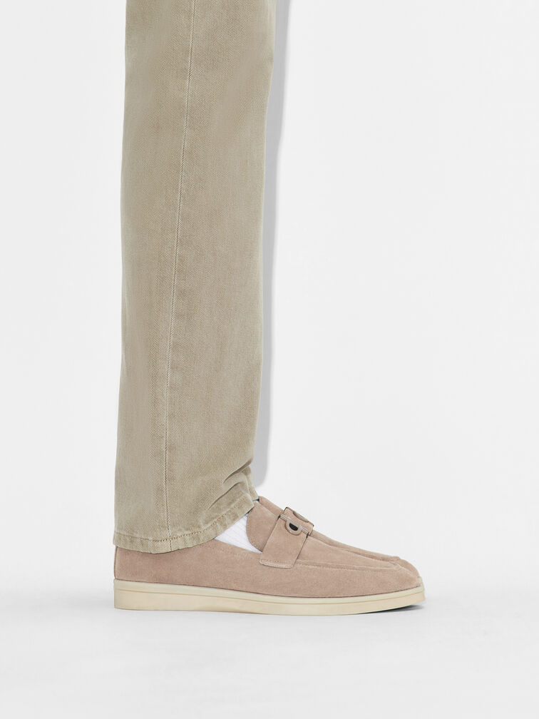 Suede Loafers, Taupe