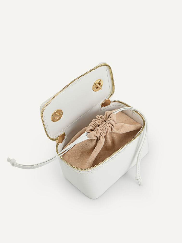 Ari Leather Mini Vanity Case, White