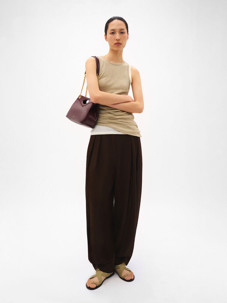 Cassier Shoulder Bag, Wine Wrinkled