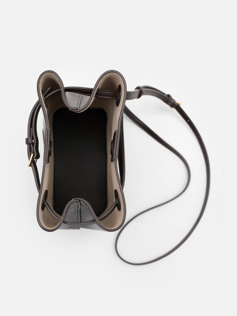 Loli Leather Bucket Bag, Dark Brown