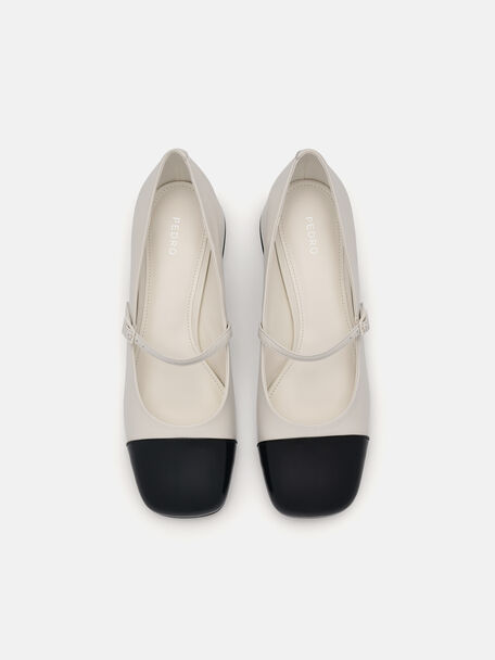 Bianca Leather Mary Jane Pumps, Chalk