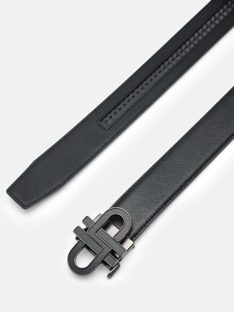 Saffiano Leather Automatic Belt, Black