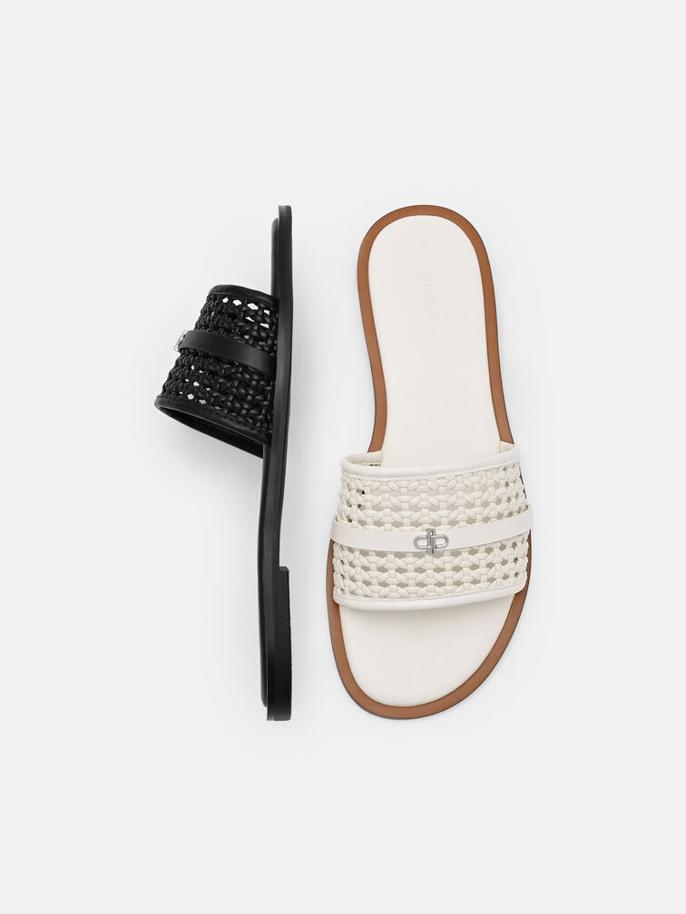Sadie Woven Slide Sandals, Chalk Weave