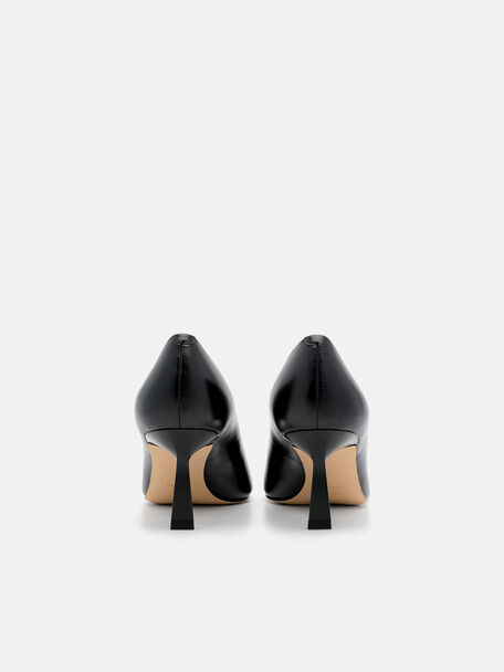 Leather Heel Pumps, Black