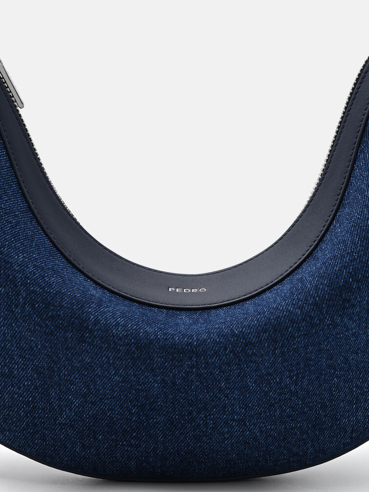 Jatte Denim Crescent Shoulder Bag, Blue Denim