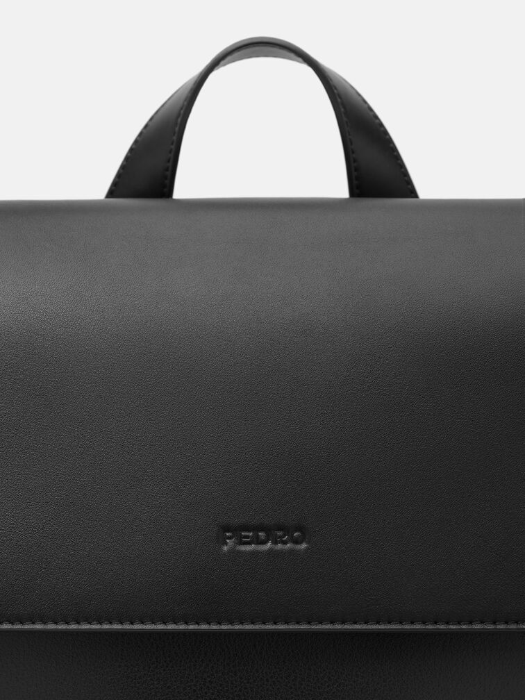 Tex Leather Backpack, Black Tumble