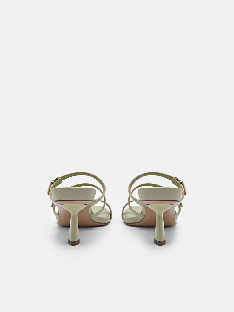 Helix Heel Sandals, Olive