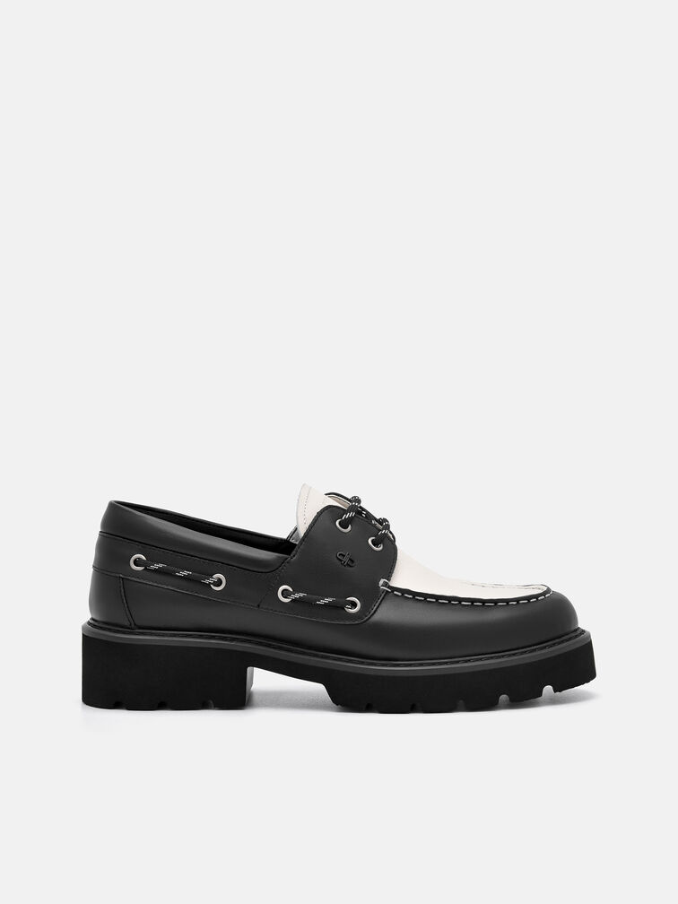 Zoya Leather Boat Shoes, Black