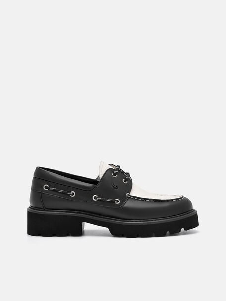 Zoya Leather Boat Shoes, Black