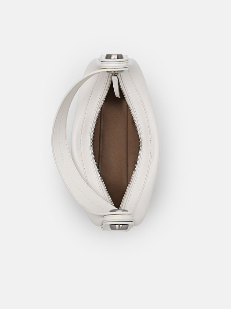 Leather Shoulder Bag, Chalk