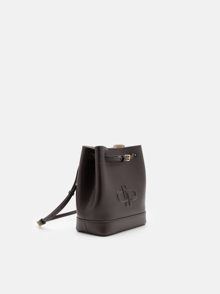 Loli Leather Bucket Bag, Dark Brown