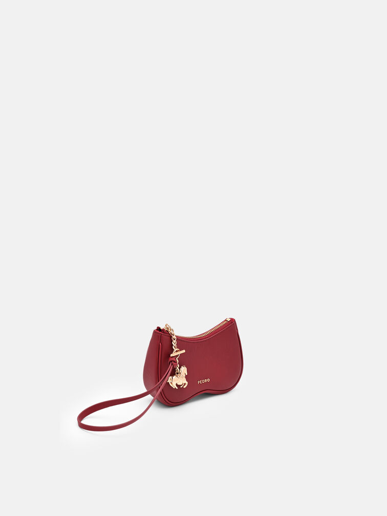 Horse Charm Leather Pouch, Red