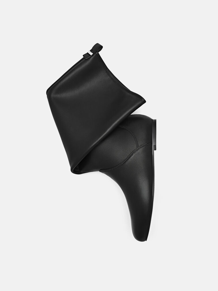 Demi Leather Knee Boots, Black