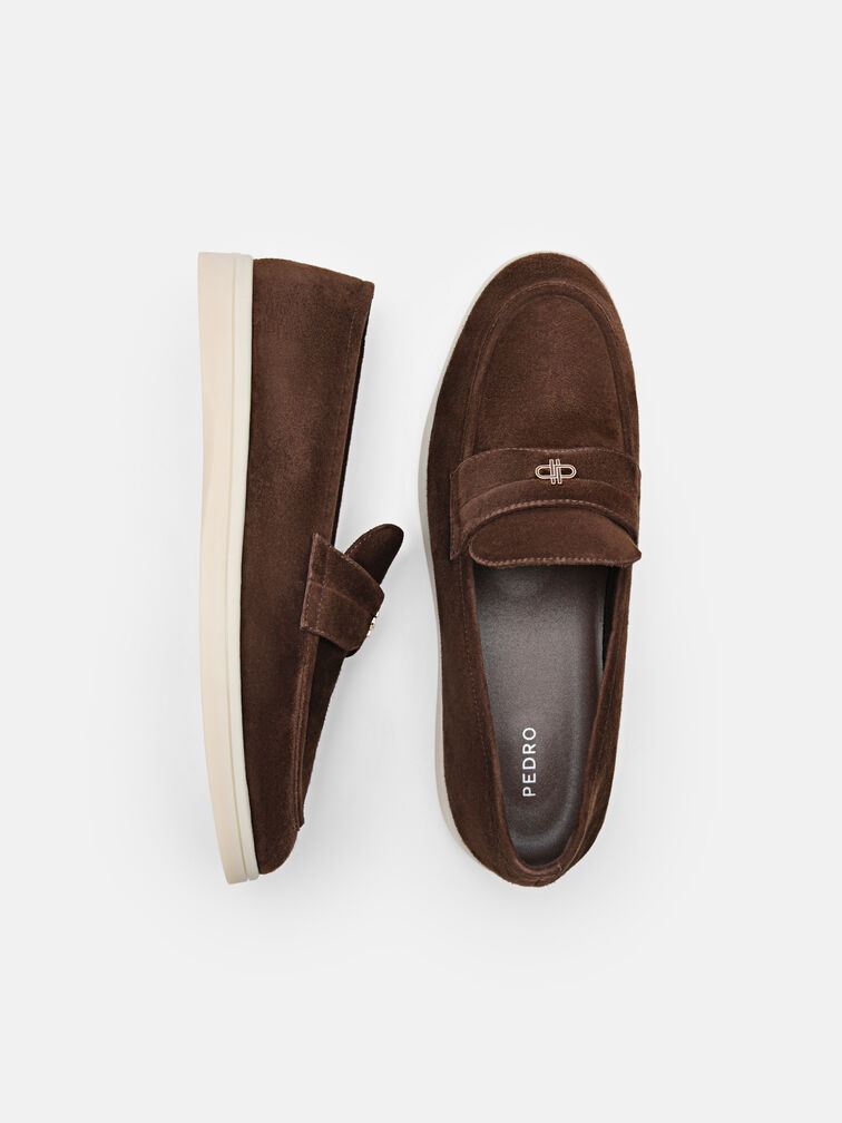 Suede Driving Shoes, Dark Brown