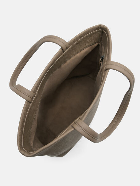 Asher Leather Tote Bag, Dark Taupe