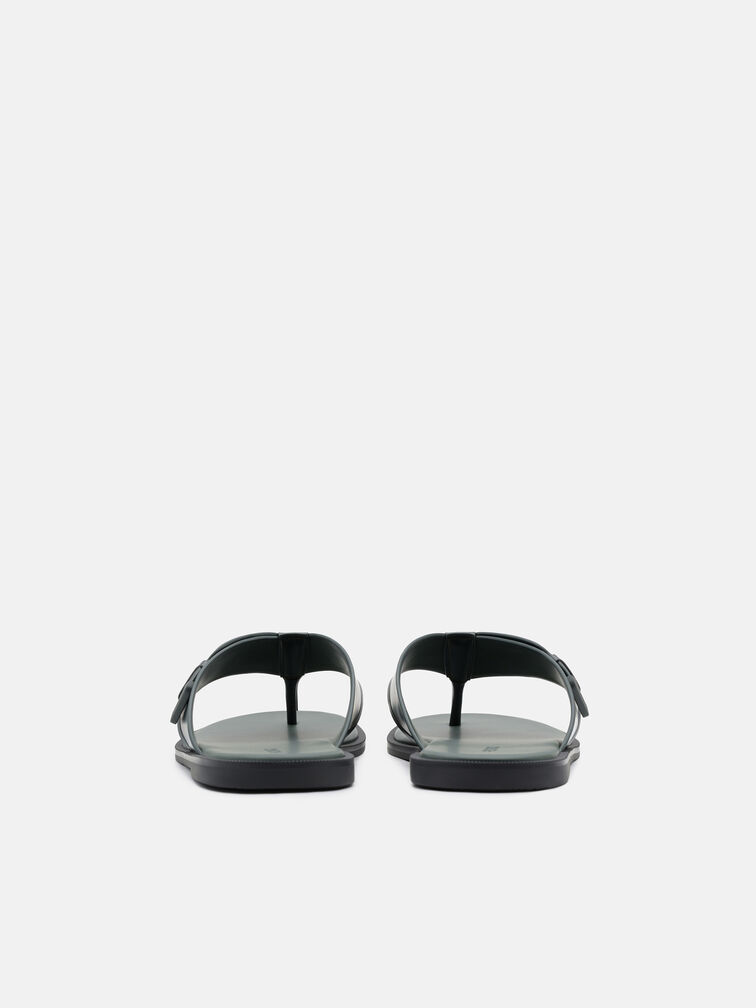 Buckle Thong Sandals, Dark Green