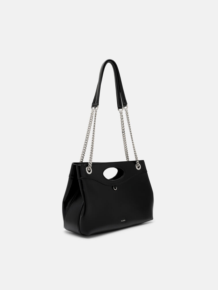 Cassier Shoulder Bag, Black Wrinkled