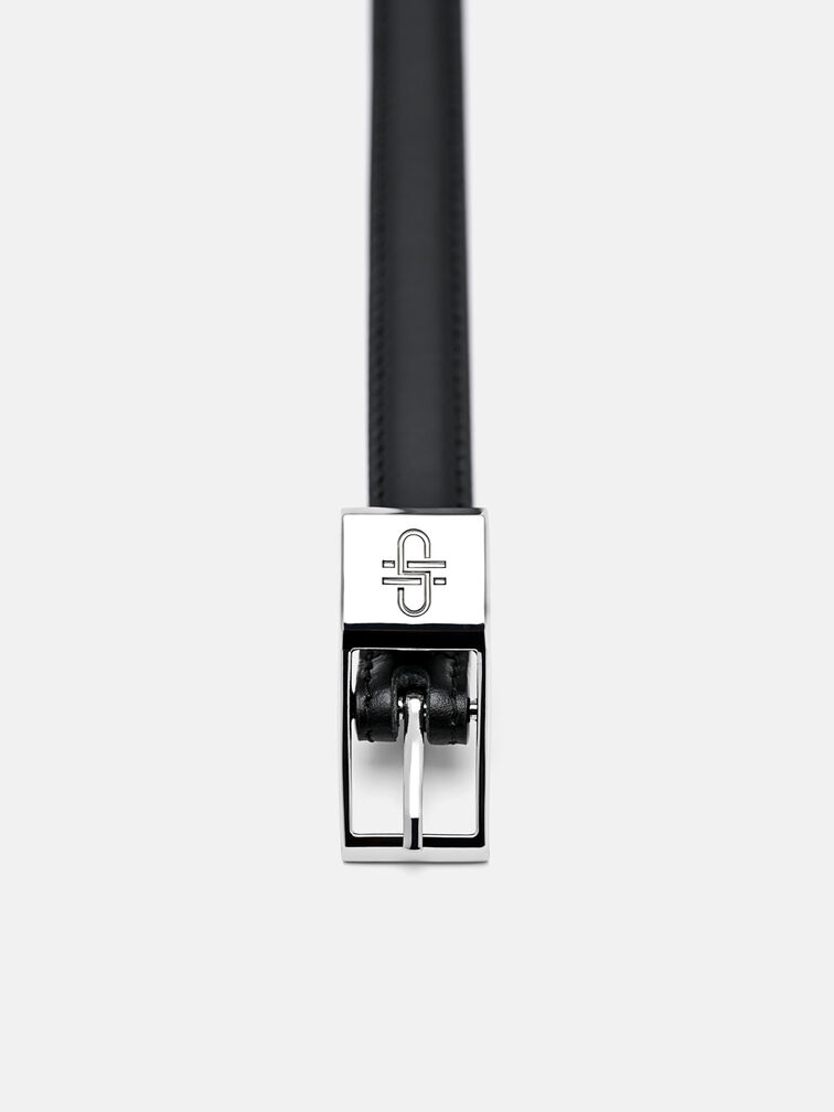 Leather Pin Belt, Black