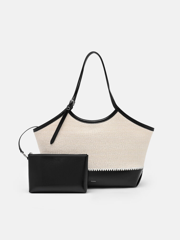 Melka Raffia Oversized Tote Bag, Chalk Raffia