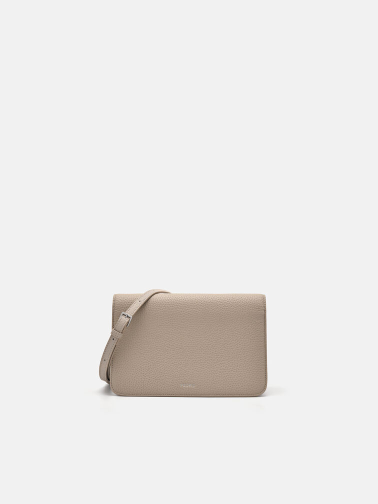 Embossed Leather Passport Holder, Taupe