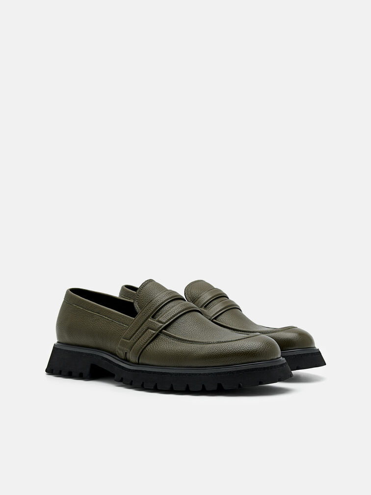 Alto Leather Loafers, Military Green