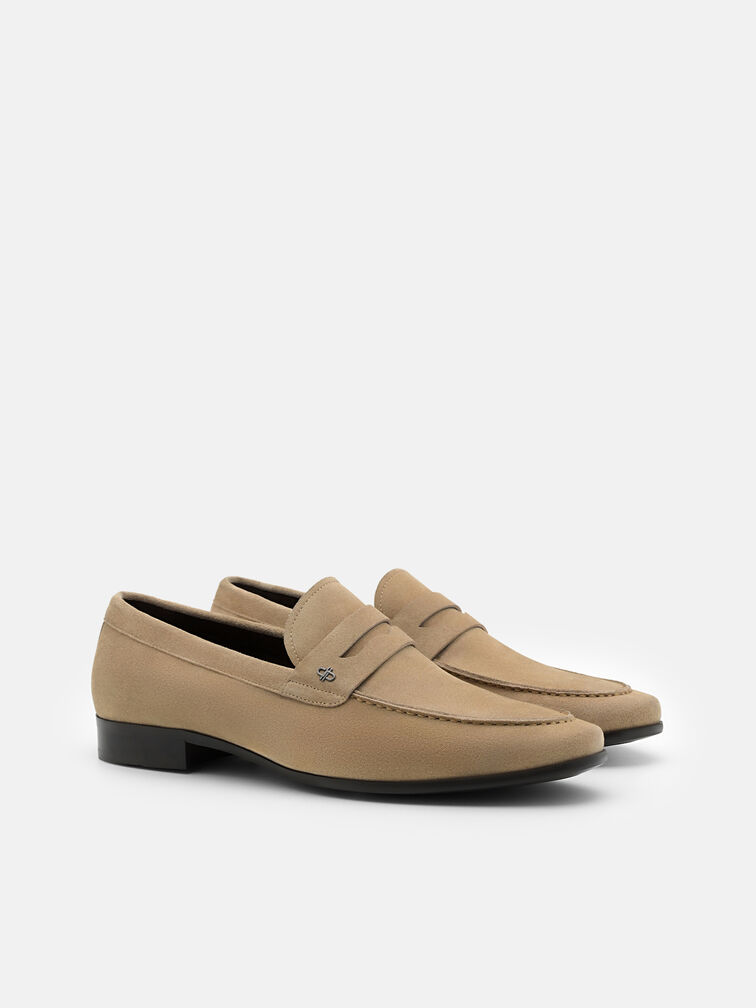 Suede Penny Loafers, Sand
