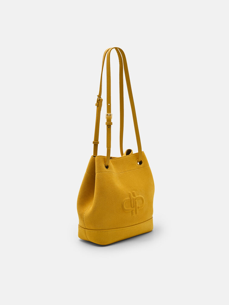 Loli Suede Bucket Bag, Yellow
