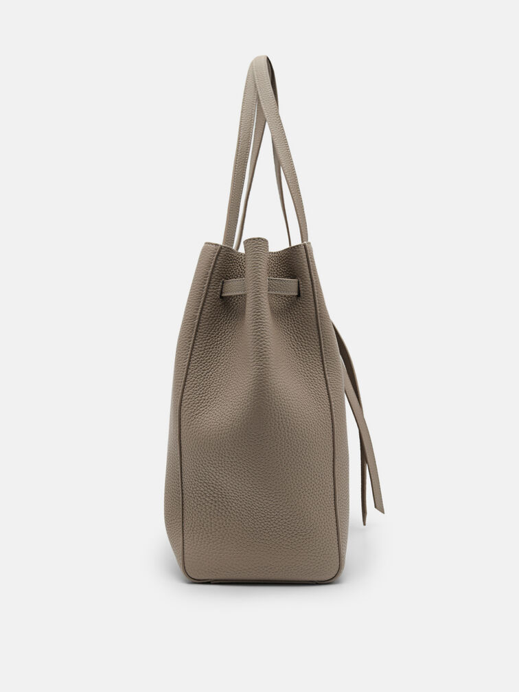 Demi Oversized Leather Tote Bag, Taupe