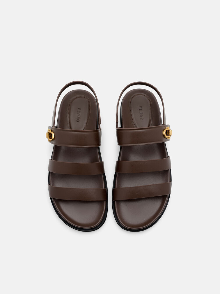 Sienna Leather Slingback Sandals, Dark Brown