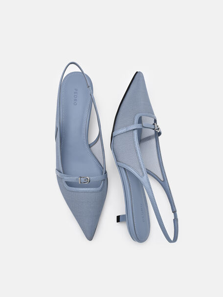 Maggie Mesh Slingback Heel Pumps, Slate Blue