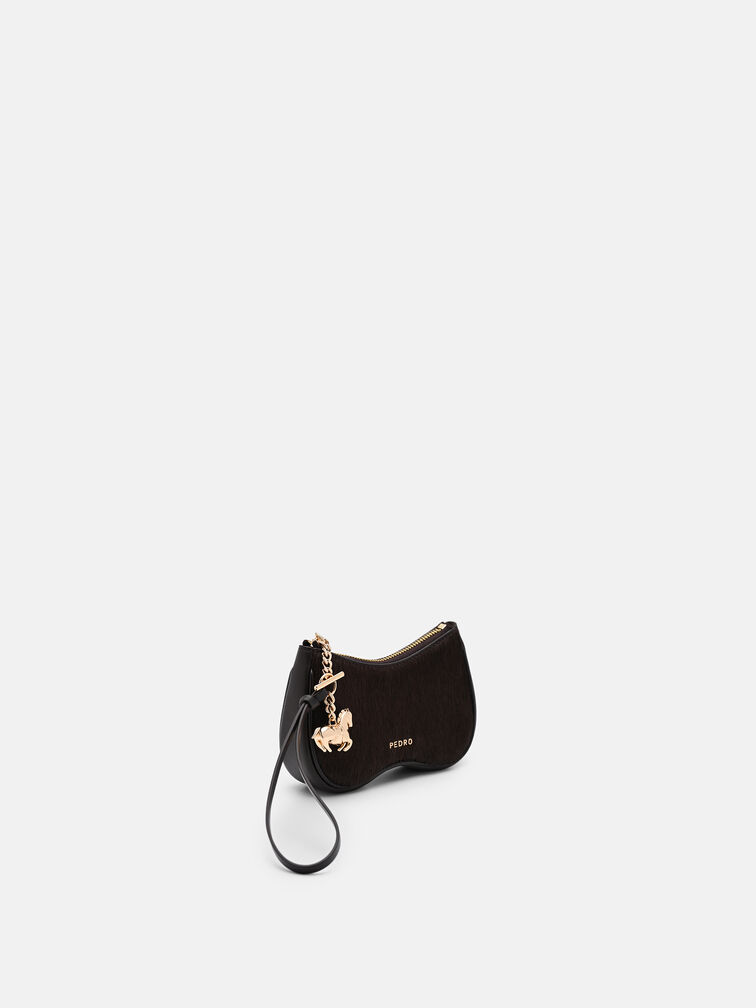 Horse Charm Ponyhair Pouch, Dark Brown