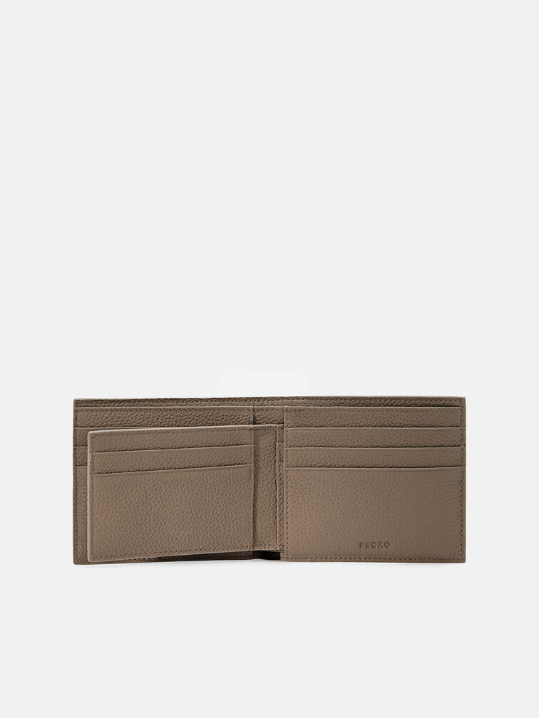 Embossed Leather Bi-Fold Wallet with Insert, Taupe
