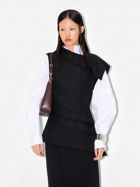 Leather Hobo Bag, Wine