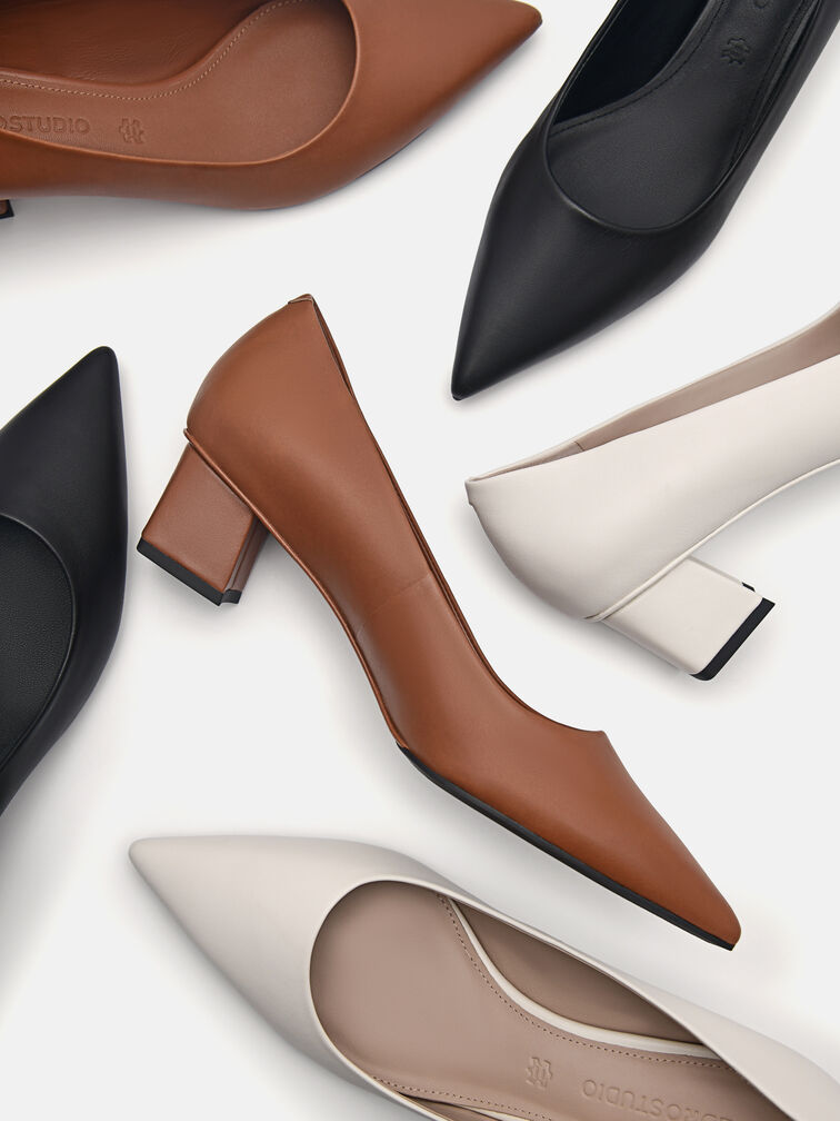 Ines Leather Pumps, Chalk