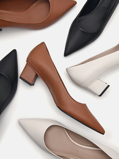 Ines Leather Pumps, Chalk