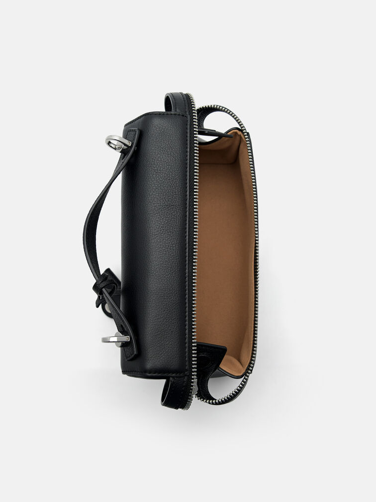 Alyssa Leather Shoulder Bag, Black