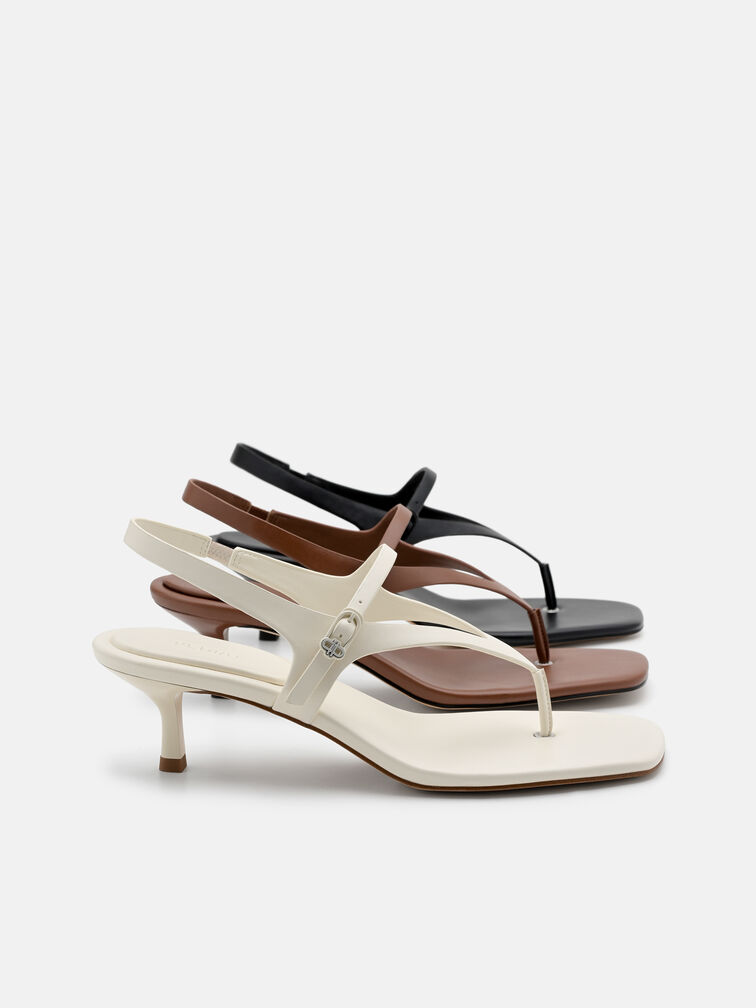 Eny Leather Heel Sandals, Cognac